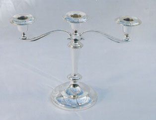 185-5131 Candlestick Perle silver-plated 3-branched 21cm