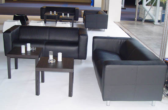 Sofa, black leather, 2 people, length: 180cm