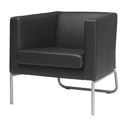 185-0311 Easy chair, black leather