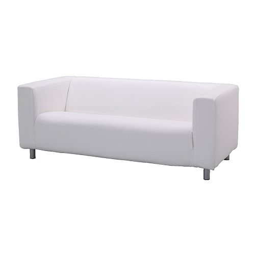 Sofa, white fabric, 2 people, length: 180cm