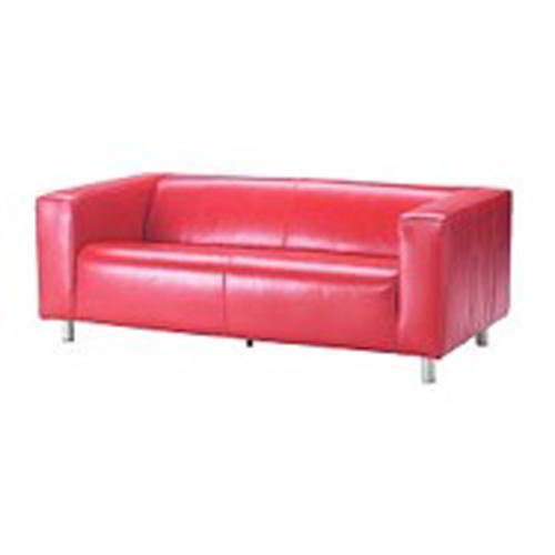 Red leather sofa for 2 people - Width: 180cm