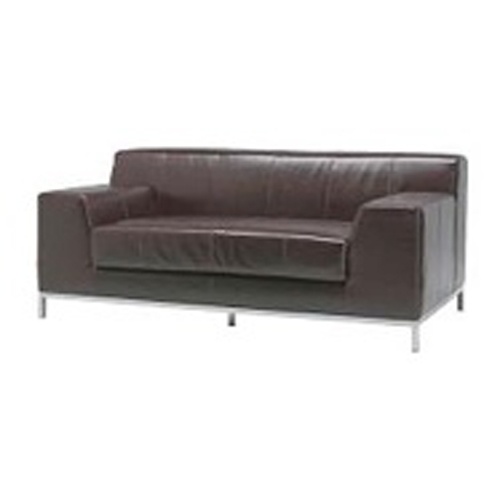 185-033503 Brown leather sofa for 2 people - Width: 178cm