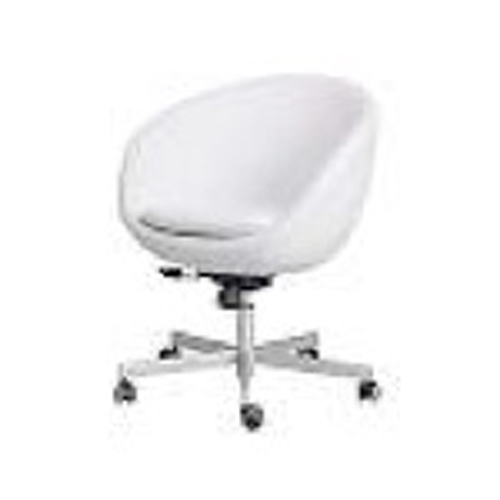 White leather chair on swivel foot