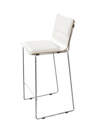 185-033527 White bar stool with back rest