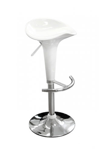185-033526 White bar stool with crome leg